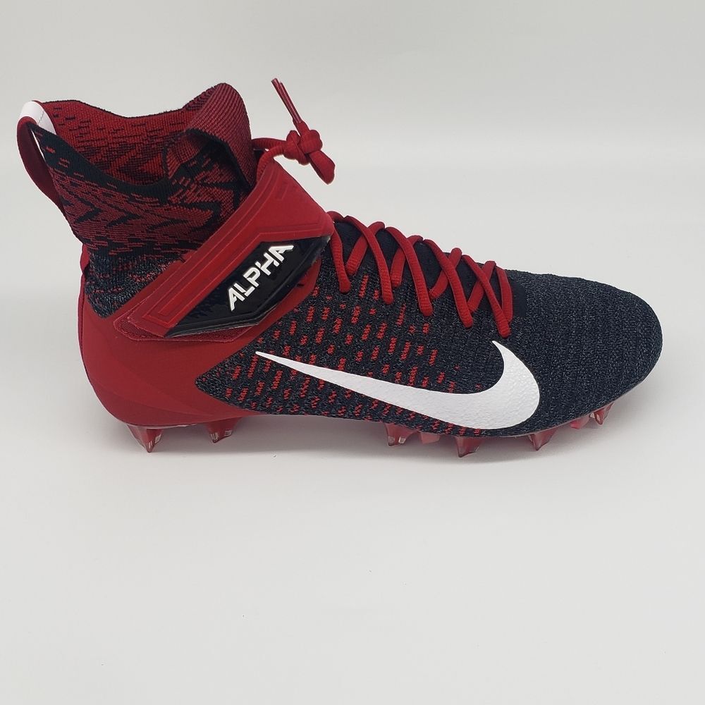 Size 12 Nike Alpha Menace Elite 2 Flyknit Football Cleats Black/Red BV2077-009